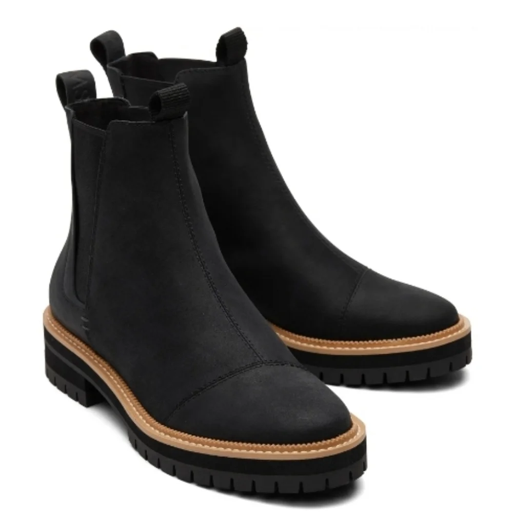 TOMS Dakota Water Resistant Black Leather Chelsea Boot - Picture 3 of 11
